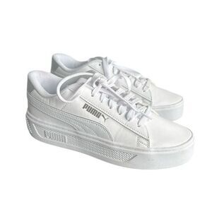 Women's Smash Platform V3 Sneaker White-Matte-Silver Size‎ 9